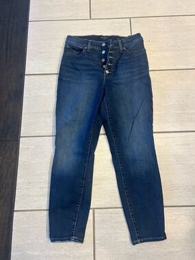 Lucky Brand Women’s Dark Blue Skinny Jeans with Button-Fly